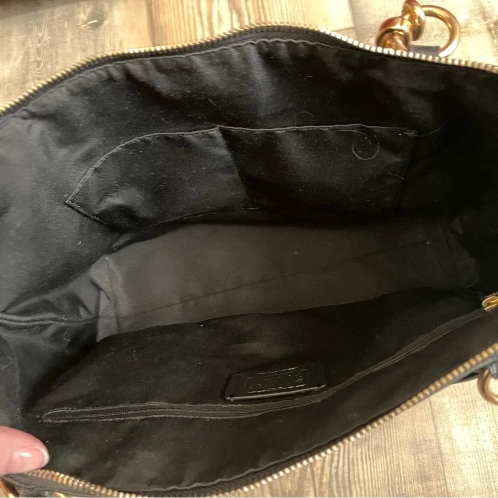 Coach Black Pebbled Leather Ava Tote Bag EUC - Picture 6 of 15